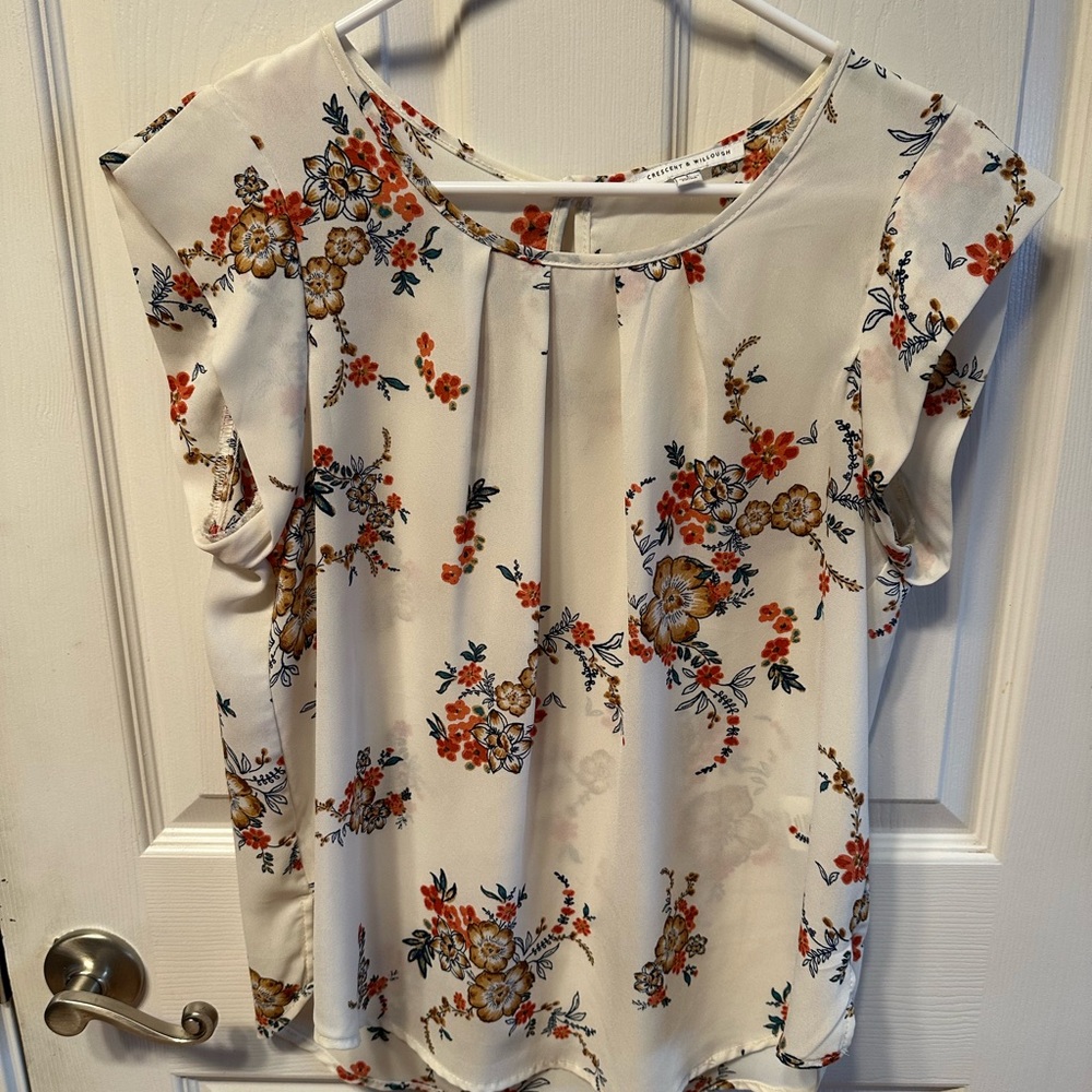 Floral Print Cream Women's Top